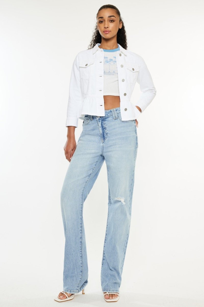 Kancan Distressed High Waist Straight Jeans - Bottoms